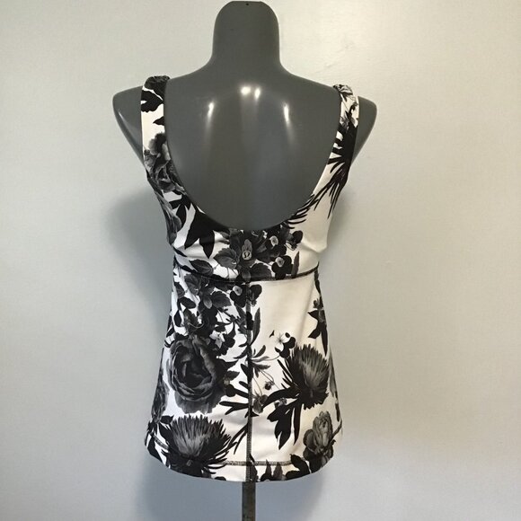 Lululemon Aria Tank II Brisk Bloom Black White/White Size 8 - Picture 4 of 13
